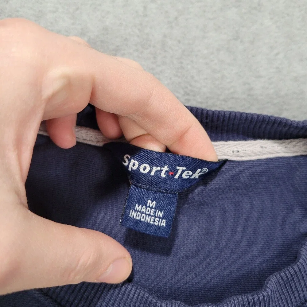 Vintage 90s Sport Tek Blank Blue Sweatshirt Mens M Reverse Weave Ribbed Grunge - Picture 2 of 10